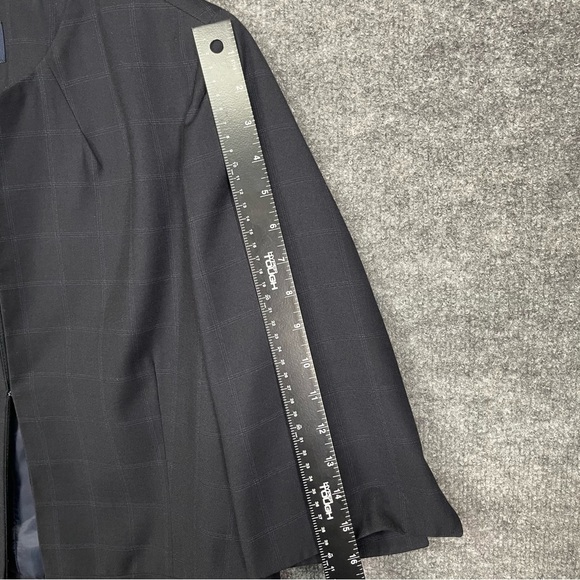 Banana Republic Blazer Womens 12 Black‎ Cropped Windowpane Lined 3/4 Sleeves - Picture 9 of 13